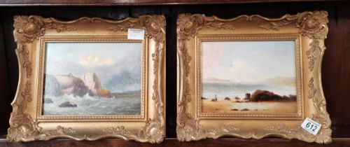 A pair of small oil on board of Scarborough East c