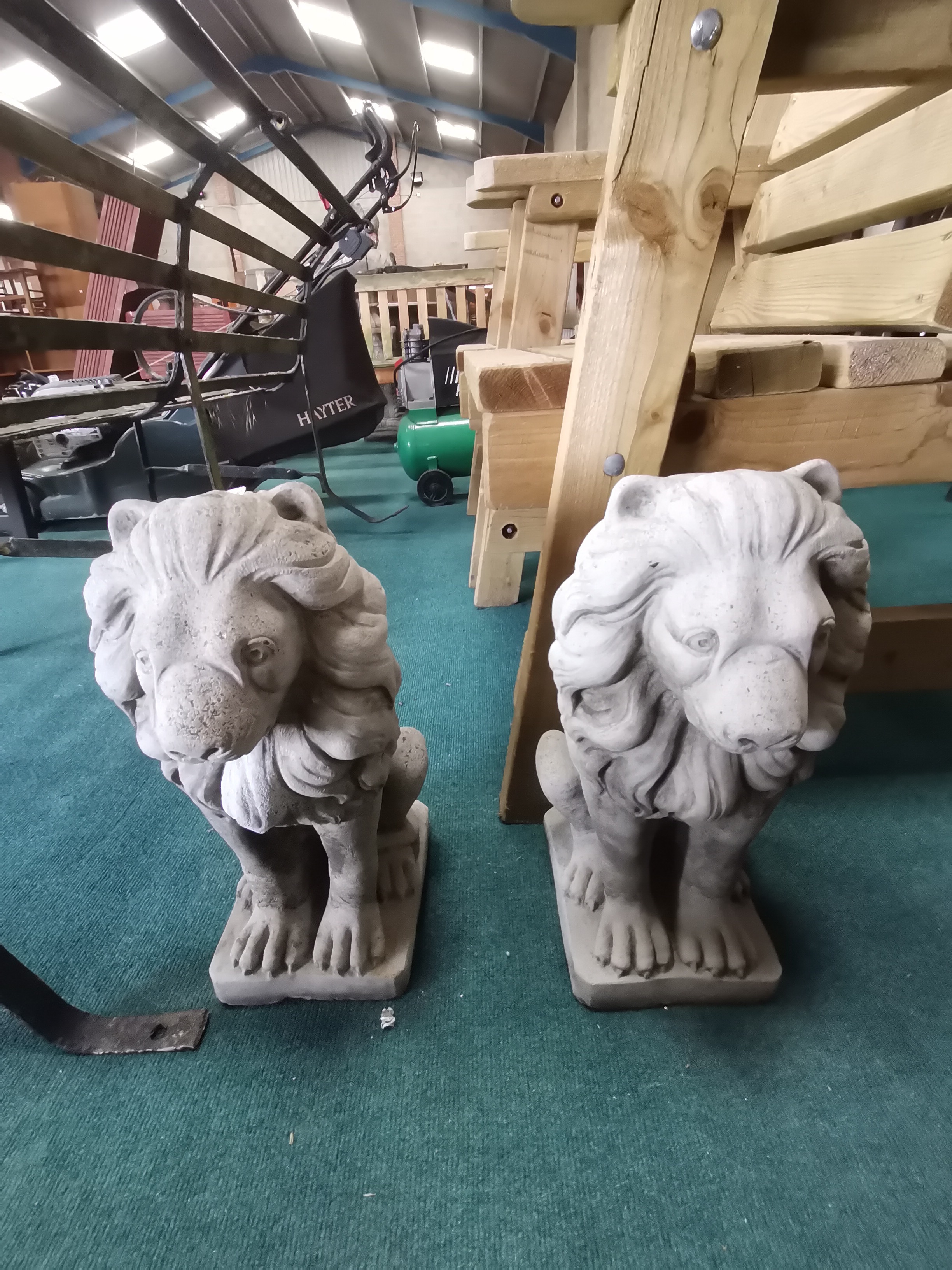 x2 Stone Lion Garden Statues