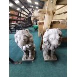 x2 Stone Lion Garden Statues