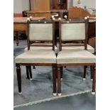 Set of 4 antique dining chairs with leather seats