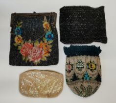4 x vintage beaded tapestry purses / clutch bags