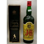 Rare vintage bottle of J&B whisky 70 Proof & boxed Johnnie Walker Black Label extra special Whisky