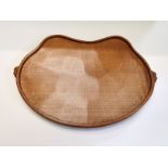 A Beautiful Mouseman kidney shaped tray with 2 carved mice