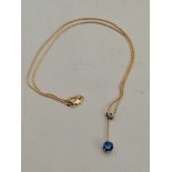 3/4 ct Sapphire and diamond on yellow gold necklace