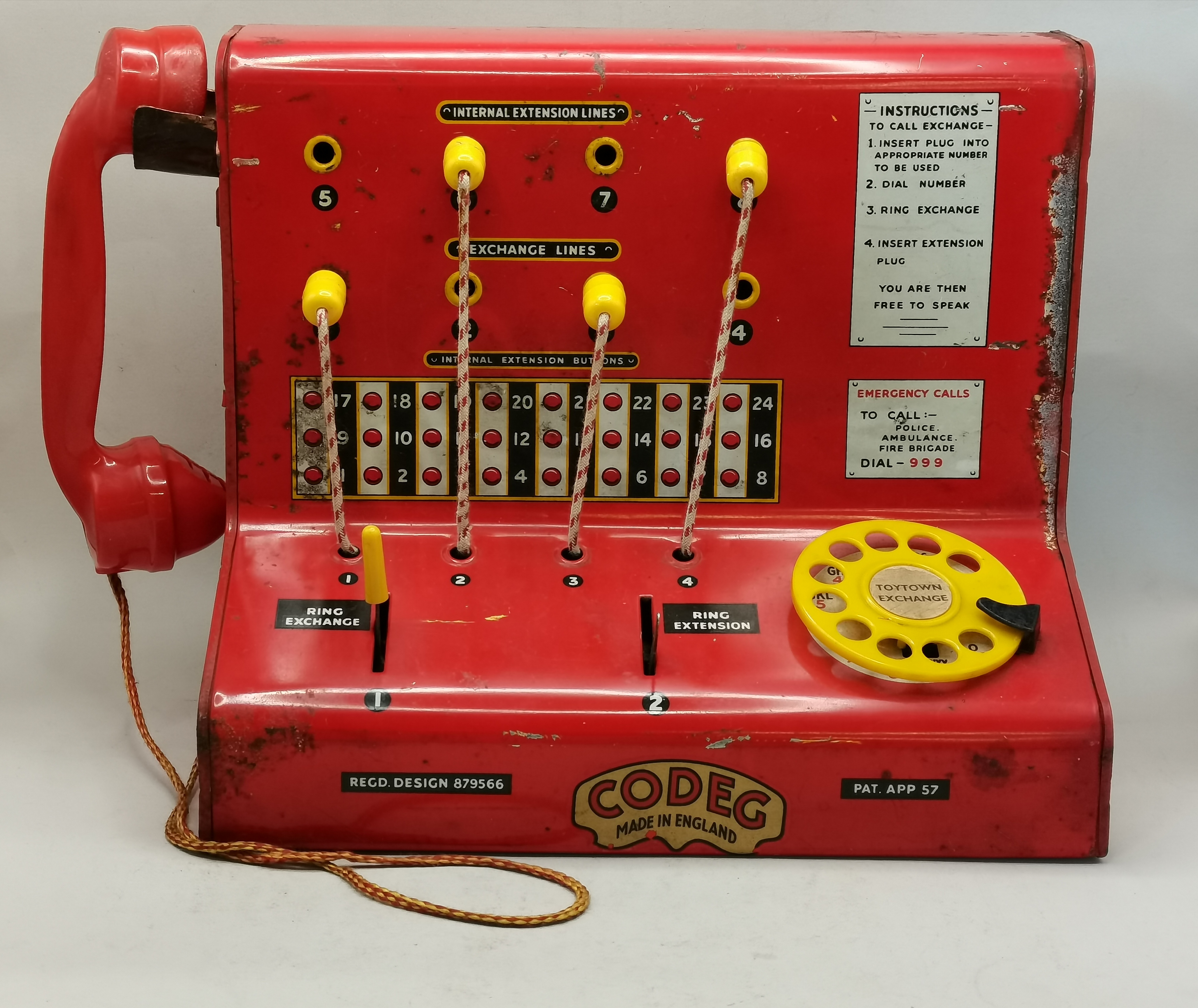 1950s CODEG tin toy telephone ‘Toytown’ exchange