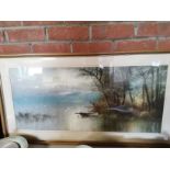 Framed picture of lake scene and Coast from Kimmeridge to Anvil Point