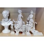 Bust and figureines of lady figures plus others