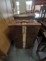 x2 vintage leather suitcases/trunks