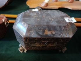 A chinoissery tea box with lead ling and a mahogan