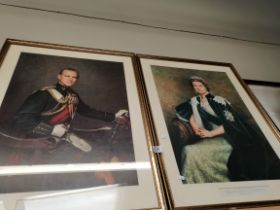 A pair of prints of Queen Elizabeth and Prince Phi