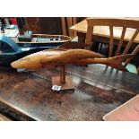 Antique Wooden fish on stand 53cm length