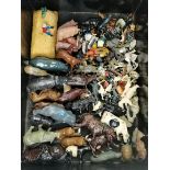 Box of lead toy farm and wild animals