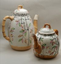 x2 Brownhills Majolica Tea & coffee pots (broken spout on one)