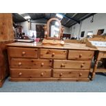 Pine 7 Drawer unit plus pine dressing table mirror