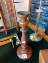 An oak vintage candlestick