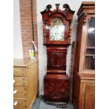 Long cased clock with painted face