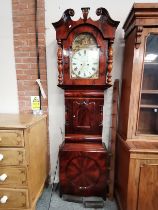 Long cased clock with painted face