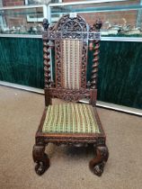 Antique Anglo Indian Childs chair heavily carved with cabriole legs