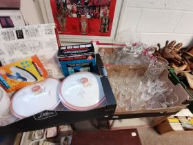 2 Boxes Of Crystal Including Decanters Glasses and Bowls plus plates tureens etc