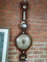 Antique mahogany banjo barometer by CATTANEO AND CO LEEDS