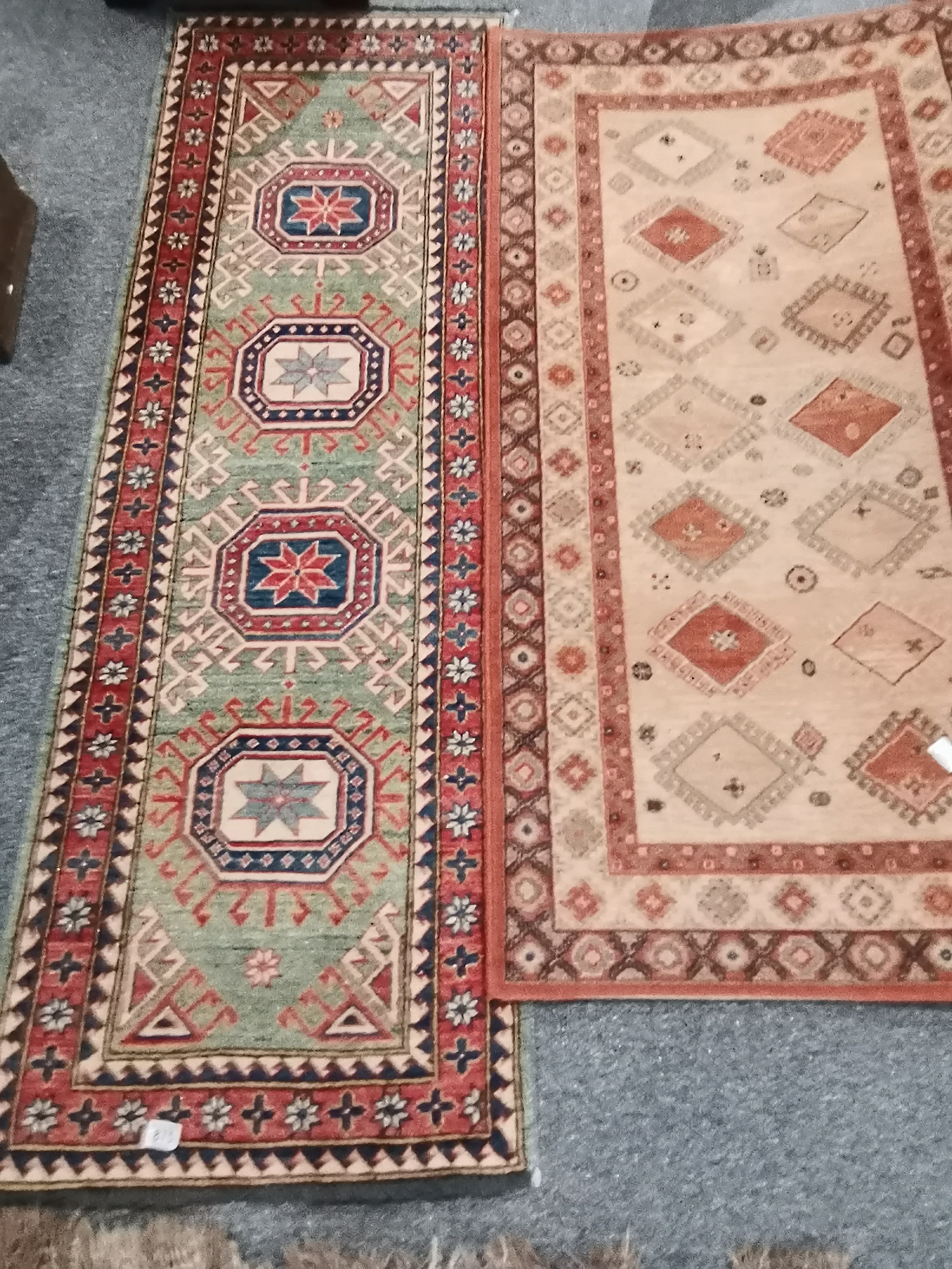 2 x Runner / rugs in reds, blues, creams