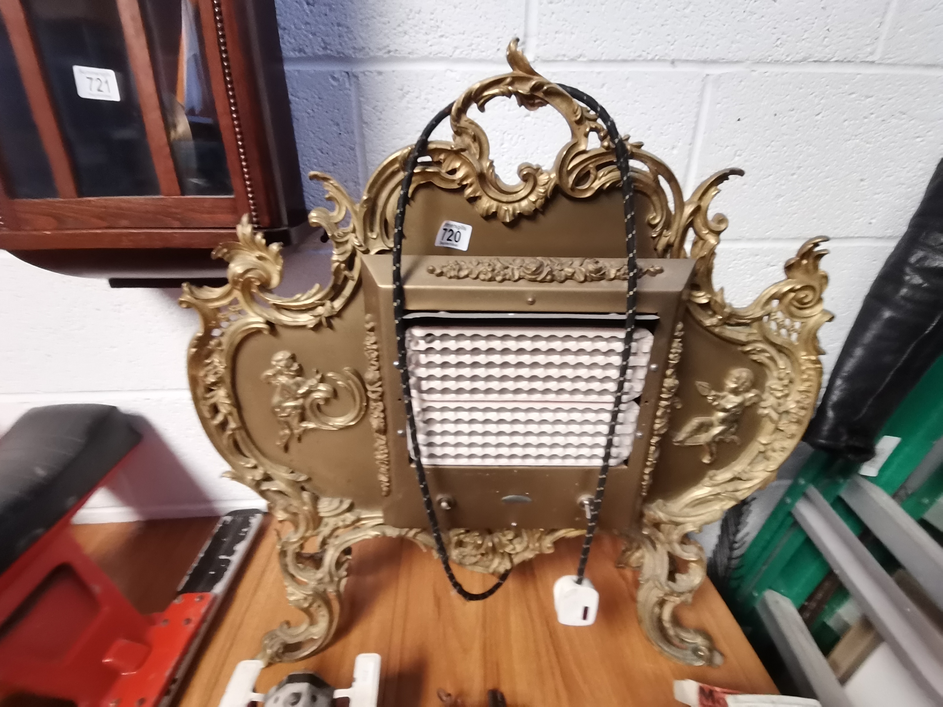 A Vintage Metal Gilt Ornate Electric Fire