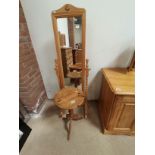 Pine side table and swing dressing mirror