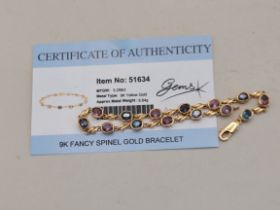 A 9 carat gold fancy spinel bracelet