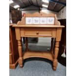 Pine washstand with tiled back