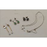 A collection of jewellery inc emerald earrings, di