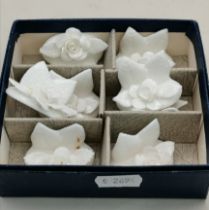 Set of 8 Coalport bone china white floral place card holders