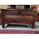 Early Oak carved Antique Coffer