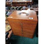 A mahogany style specimen chest with 6 drawers