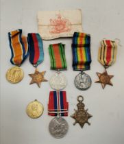 A set of 7 first and Second World War medals :1914