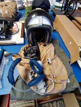 Civilian Flying Helmet "MK 1 Bone Dome with Oxygen Mask" ,Head Phones and Flying Suit