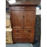 Antique cupboard with 3 Ht drawers under
