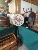 Antique Mahogany and brass tapestry pole firescre