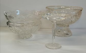 Three antique cut glass dishes/bowls