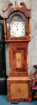 Late Georgian Oak and Mahogany Grandfather clock with key