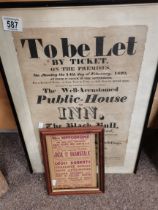 A TO LET vintage poster February 1820 plus a Hippo
