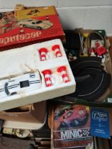 Vintage toy car game "Computacar" by Mettoy in box plus Triang toy track and racing cars game