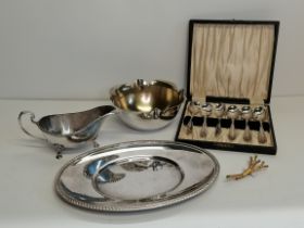 A small group of silver plate