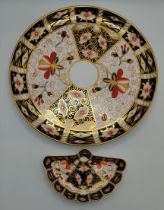 A Crown Derby pin dish and similar 23cm plate