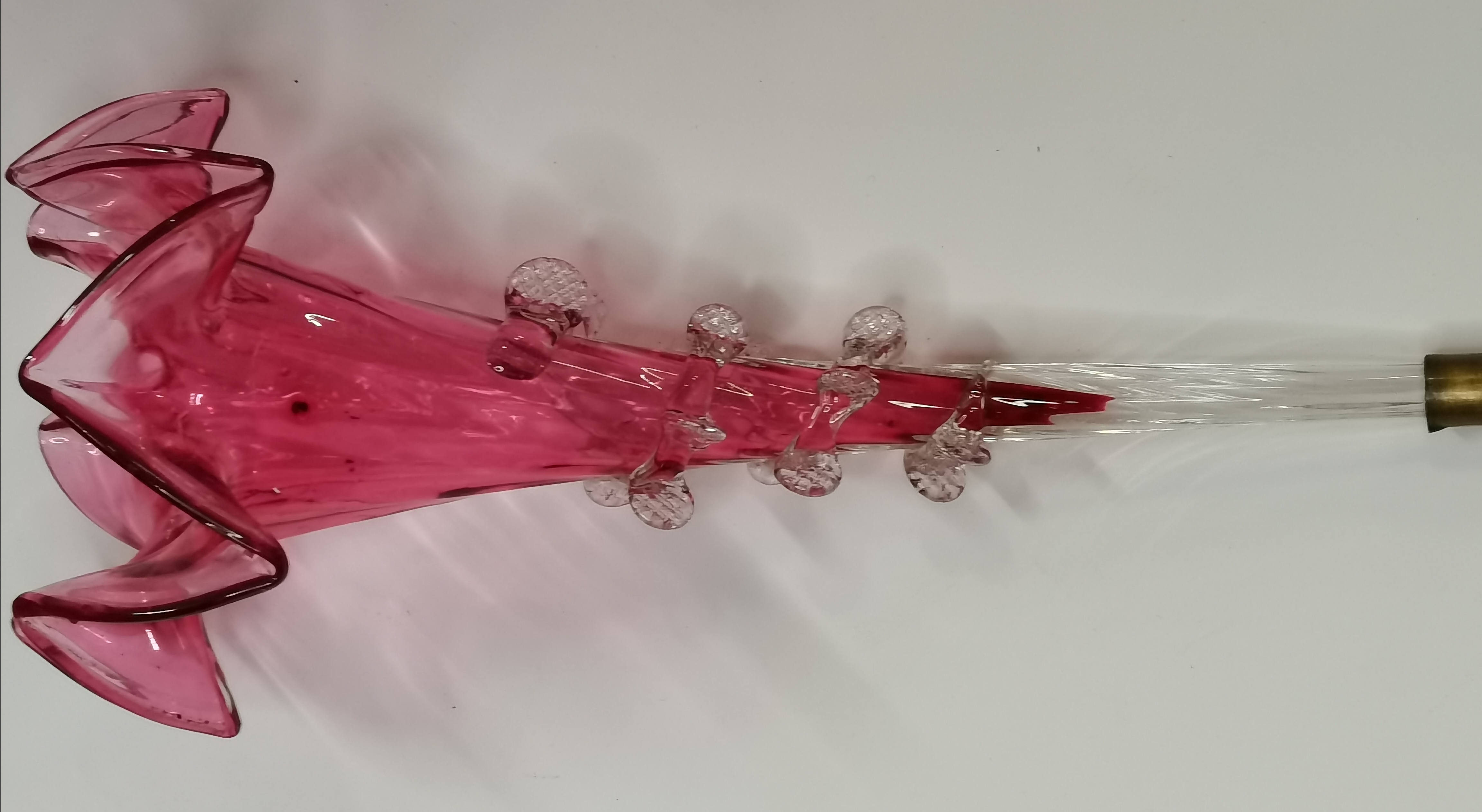 A Victorian cranberry glass epergne - Image 2 of 2