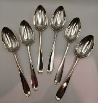 A set of six George III silver tablespoons