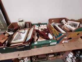 3 x boxes Misc. items incl figurines, pictures, candlesticks, busts etc