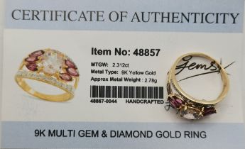 9ct yellow gold Multi Gem & Diamond Ring