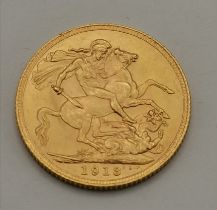 A George V full sovereign, 1913