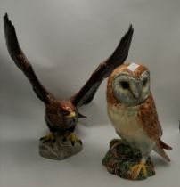 Beswick Barn Owl 1046 H19cm plus Beswick Golden Eagle 2062 H27cm