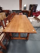 An oak refectory dining table 2.1m x 90cm